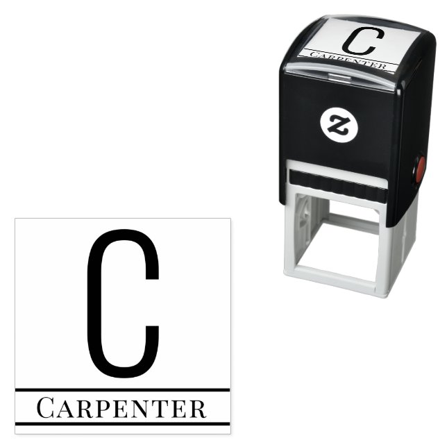 Simple Bold Single Initial Monogram Name #13 Self-inking Stamp (In Situ)