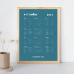 SImple Bold | Teal Blue  & White 2024 Calendar Poster<br><div class="desc">Simple and bold. This 2024 calendar design features a modern set of fonts, a full 12 month year, against a teal blue background and white text. The template is available in a 8.5 x 11 inch size for easy printing at home or download as a phone screensaver. Customize to make...</div>