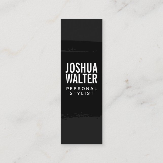 Simple Bold Text Black Brushed Mini Business Card (Front)