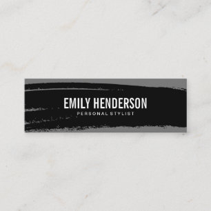 Simple Bold Text Black Grey Brushed Mini Business Card