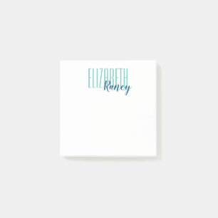 Simple Bold Type Aqua Blue Post-it Notes