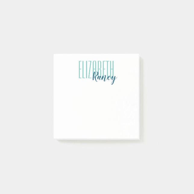 Simple Bold Type Aqua Blue Post-it Notes (Front)