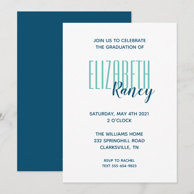 Simple Bold Type Graduation Invitation (Front/Back)