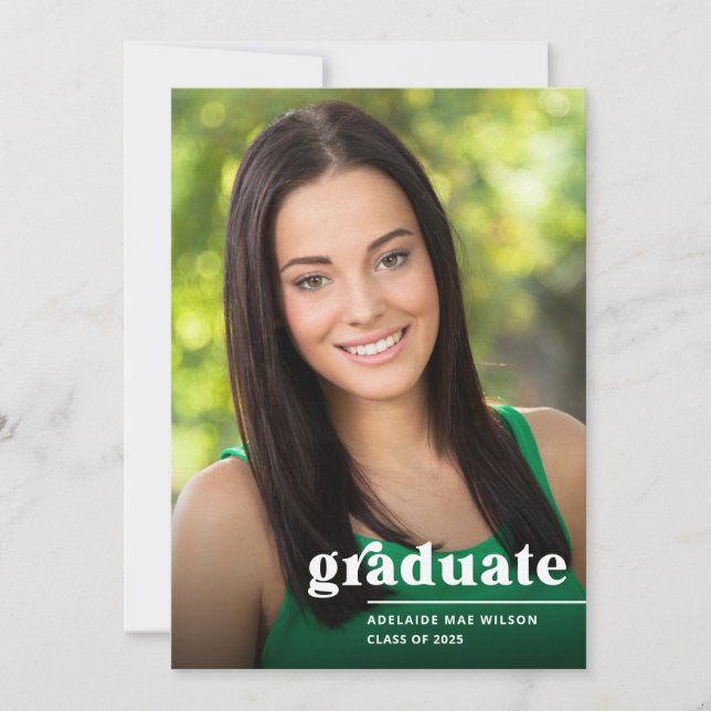 Simple Bold Typography Photo Graduation Party Invitation (Front)