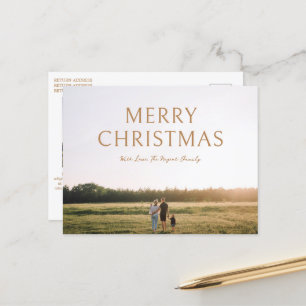 Simple Bold Typography Photo Modern Christmas Holiday Postcard