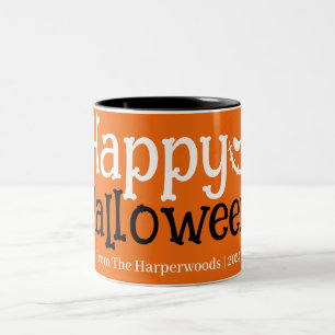 Simple Boo pumpkin jack-o-lantern Happy Halloween Two-Tone Coffee Mug