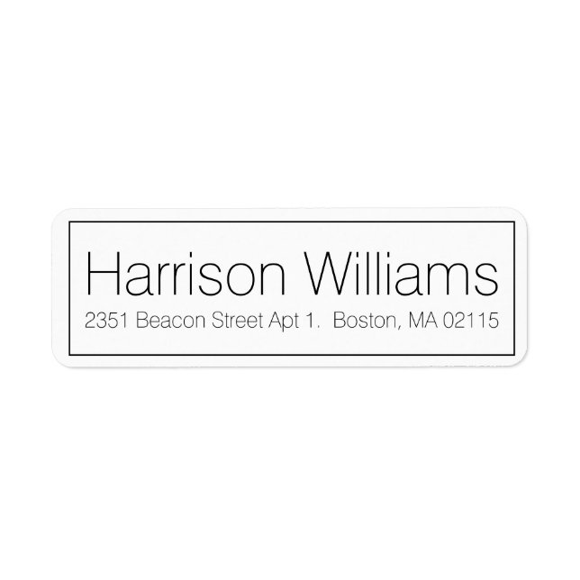 Simple Border black white Custom Return Address (Front)