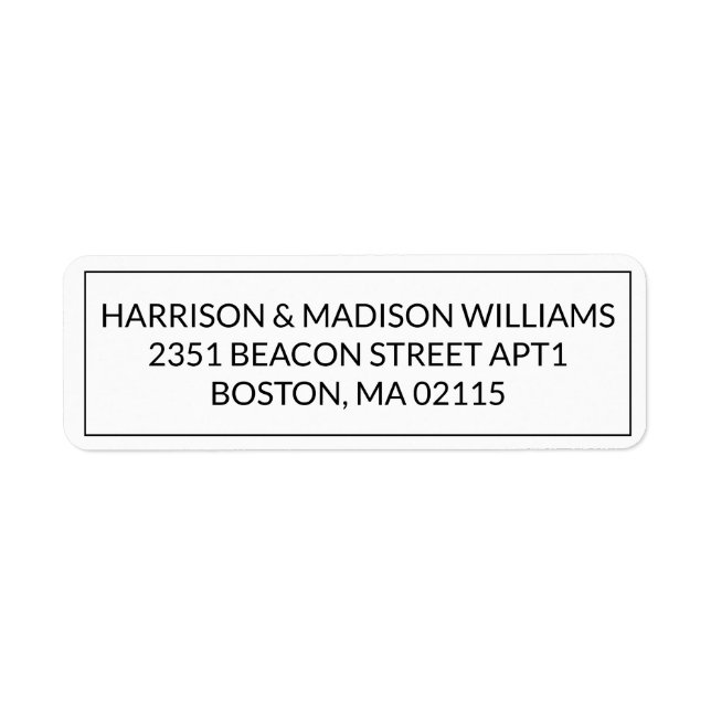 Simple Border black white Return Address Label (Front)