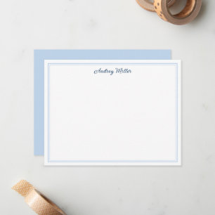 Simple Border Blue Script Personalized Card