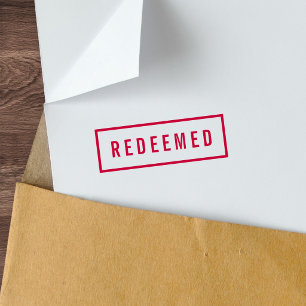 Simple Border Bold Red Redeemed Self-inking Stamp