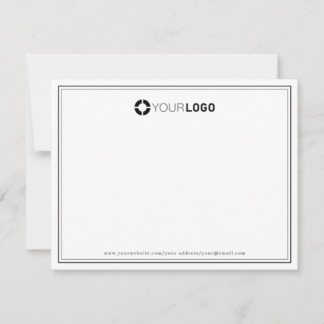 Simple border company logo personalized Stationery Card (Front)