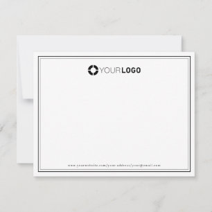 Simple border company logo personalized Stationery Card