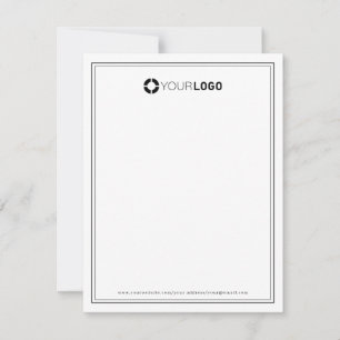 Simple border company logo personalized Stationery Card
