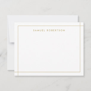 Simple Border Corner Square Tan Gold Note Card