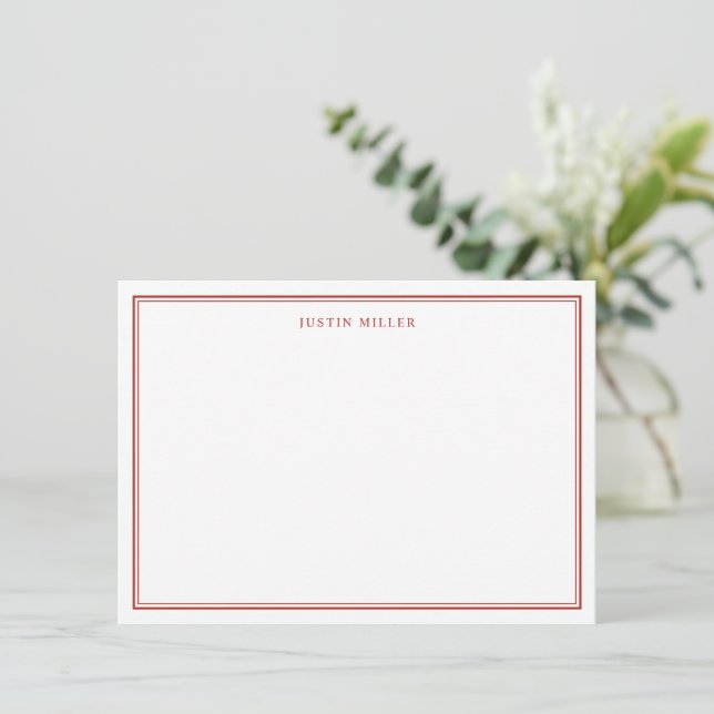 Simple Border Dark Red Medium Personalized Card (Standing Front)