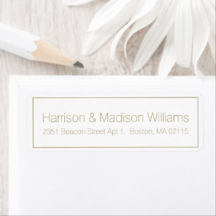 Simple Border gold white Wedding Return Address 