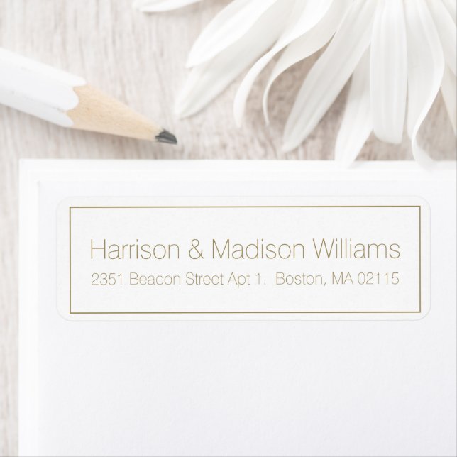 Simple Border gold white Wedding Return Address  (Insitu)
