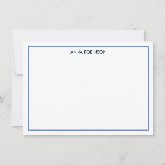 Simple Border in Blue Flat Note Card (Front)