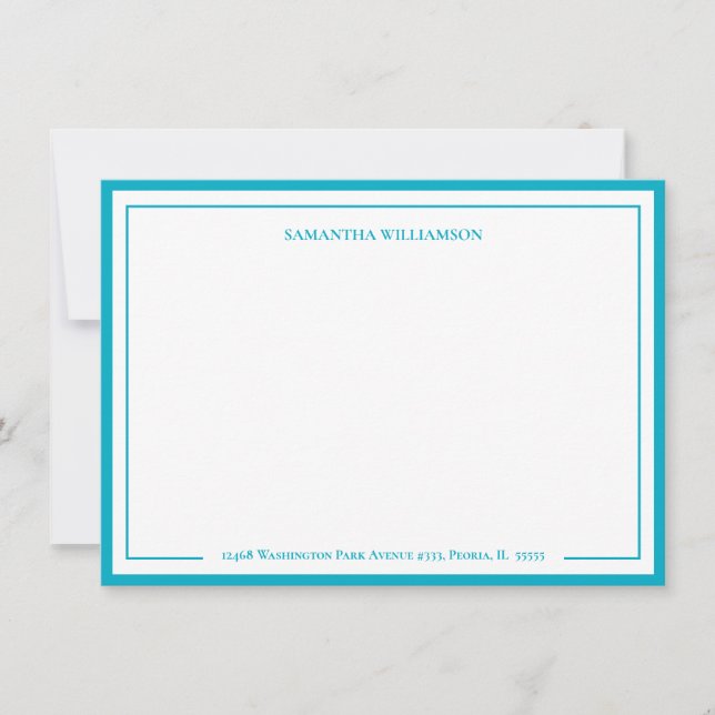 Simple Border Personalized Note Card Stationary (Front)
