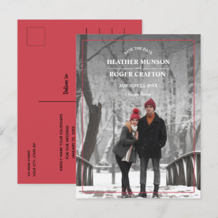 Simple Border Photo Wedding Save the Date Announcement Postcard