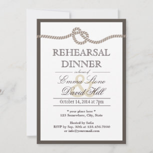 Simple Border Tying the Knot Rehearsal Dinner Invitation