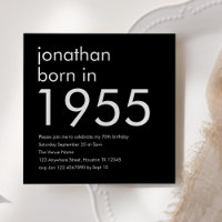 Simple Born in 1955 70th Birthday Party Black