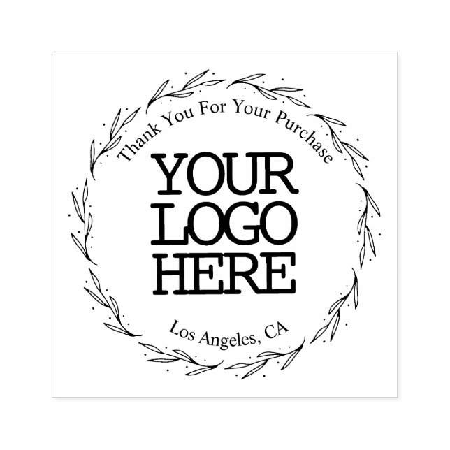 Simple Botanical Add Logo Thank You for Purchase Rubber Stamp (Imprint)