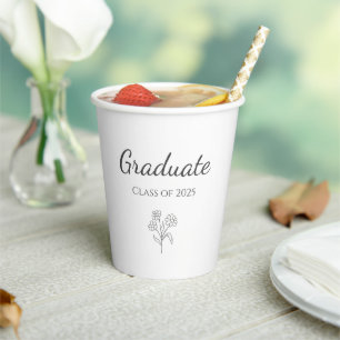 Simple Botanical Class of 2025 Graduation Party Paper Cups