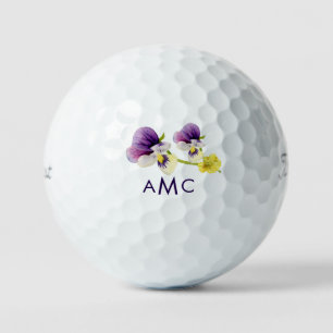 Simple Botanical Colourful Floral Monogram Titleis Golf Balls