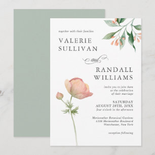Simple Botanical Elegant Floral Wedding Invitation