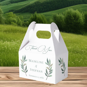 Simple Botanical Eucalyptus Leaf Chic Fall Wedding Favor Box