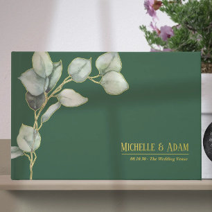 Simple Botanical Eucalyptus Wedding Gold  Guest Book