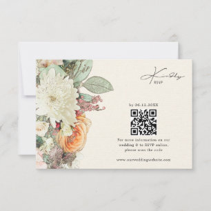 Simple Botanical Floral Eucalyptus Roses Wedding RSVP Card