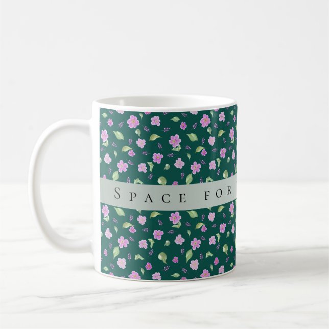 Simple Botanical Floral Pattern Coffee Mug (Left)
