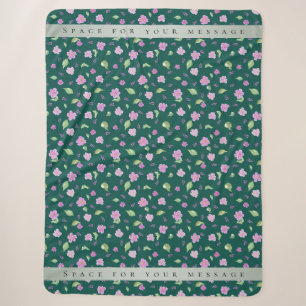 Simple Botanical Floral Pattern Sherpa Blanket
