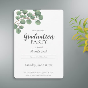 Simple Botanical Graduation Party Invitation