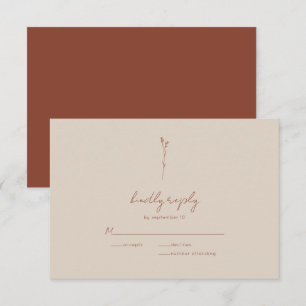 Simple Botanical Line Art Boho RSVP Card
