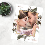 Simple Botanical One Photo Wedding Thank You Postcard<br><div class="desc">Simple and elegant leafy watercolor botanical one photo wedding thank you postcard.</div>