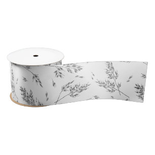 Simple Botanical Pattern Elegant Boho Grass Satin Ribbon
