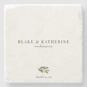 Simple Botanical Personalized Stone Coaster