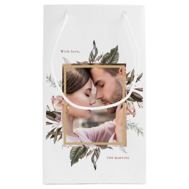 Simple Botanical Photo and Name Small Gift Bag (Back)