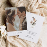 Simple Botanical Photo Wedding Thank You Card<br><div class="desc">Simple Photo Thank you Card Designed with Beautiful Blush and Burgundy Watercolor Flowers. Matching items sold in our store. Cava Party Designs.</div>