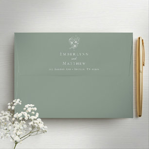 Simple Botanical Return Address Sage Green Wedding Envelope