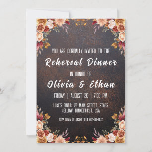 simple botanical rustic rehearsal dinner invitation