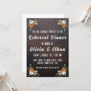 simple botanical rustic rehearsal dinner invitation