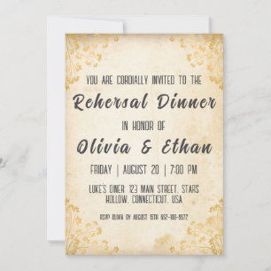 simple botanical rustic rehearsal dinner invitation