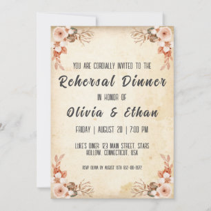 simple botanical rustic rehearsal dinner invitation