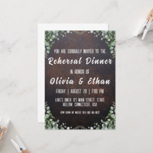 simple botanical rustic rehearsal dinner invitation