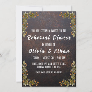 simple botanical rustic rehearsal dinner invitation