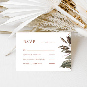 Simple Botanical Terracotta Wedding Rsvp Card